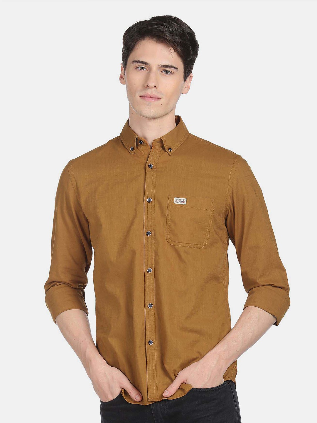 

U.S. Polo Assn. Denim Co. Men Pure Cotton Casual Shirt, Mustard
