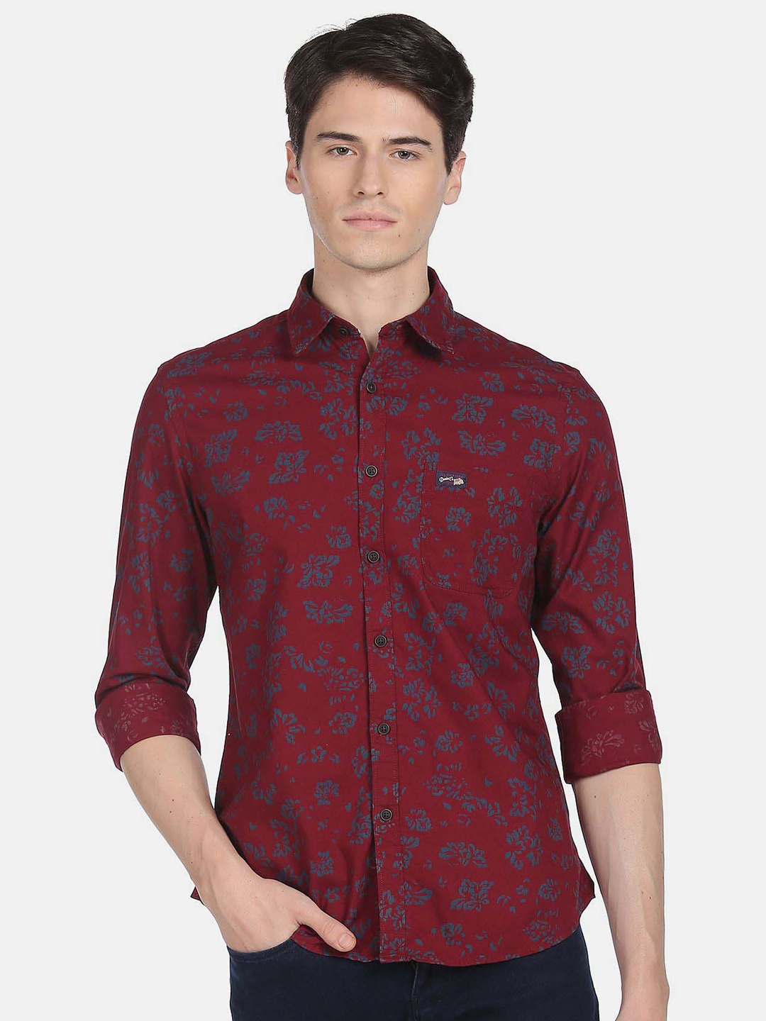 

U.S. Polo Assn. Denim Co. Men Floral Printed Pure Cotton Casual Shirt, Maroon