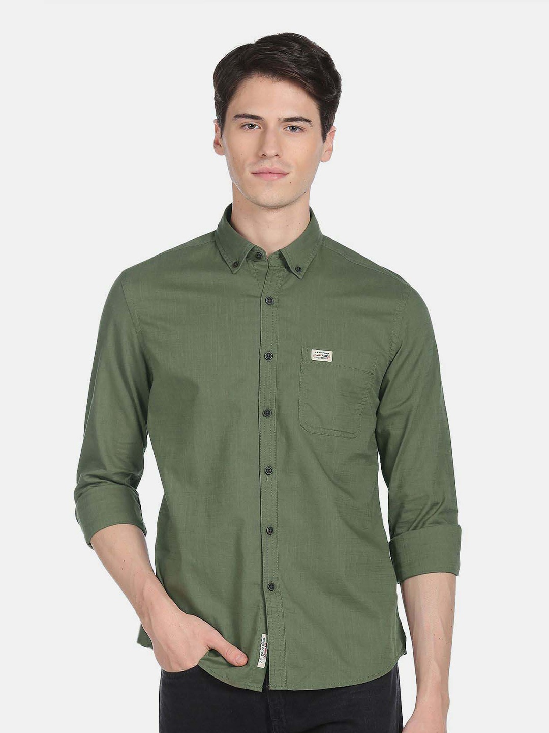 

U.S. Polo Assn. Denim Co. Men Pure Cotton Casual Shirt, Olive