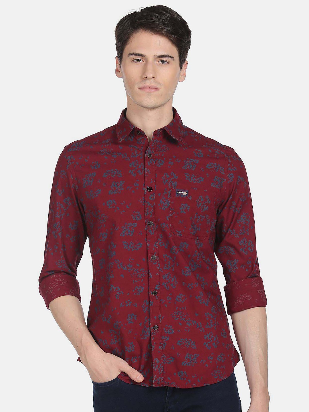 

U.S. Polo Assn. Denim Co. Men Plus Size Floral Printed Pure Cotton Casual Shirt, Maroon