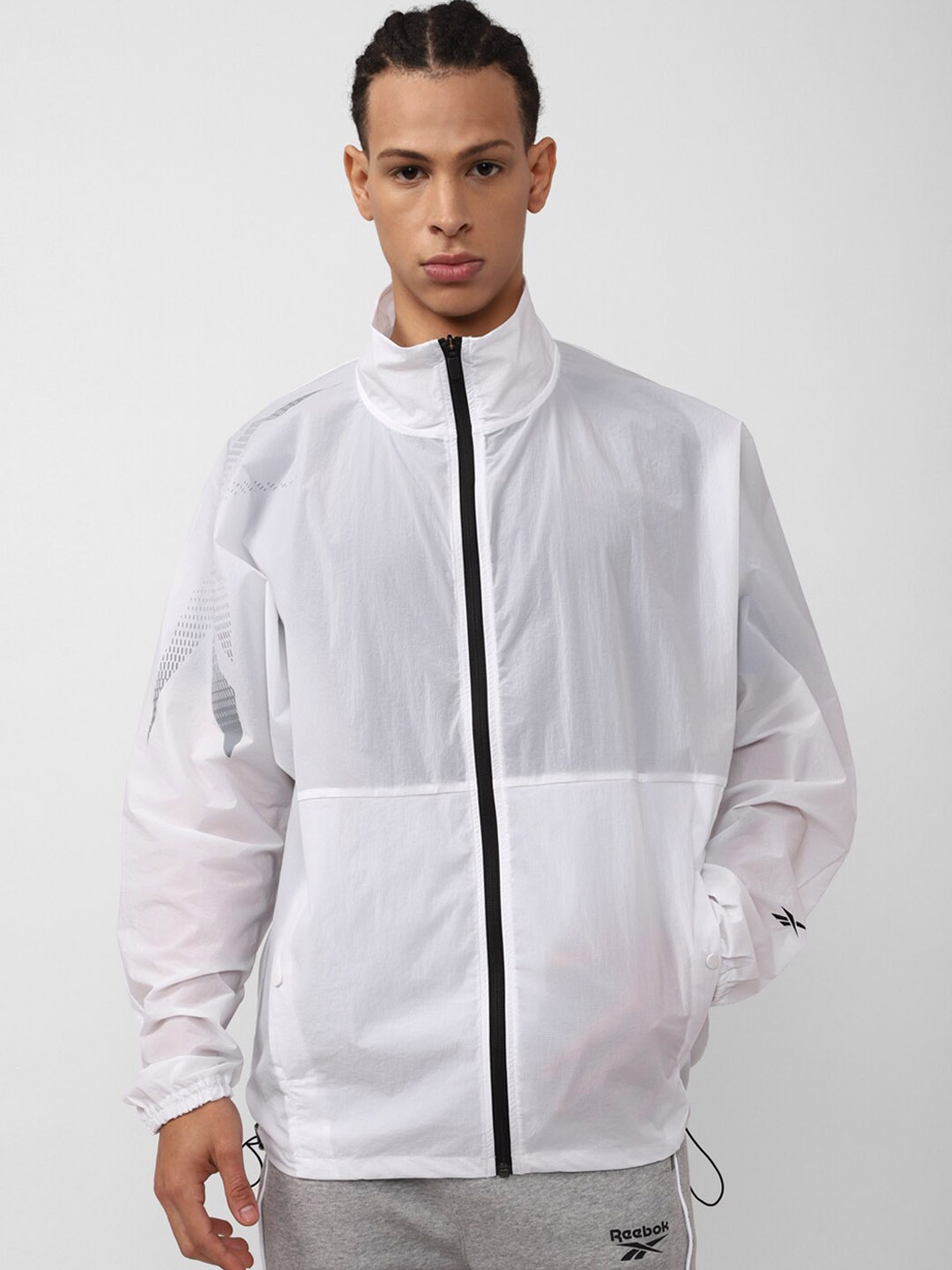 

Reebok Men Training Zip Up Track Sporty Jacket, White