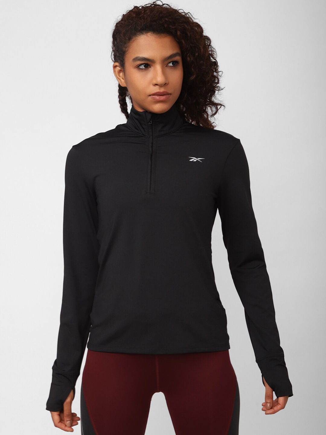 

Reebok Women WOR Run 1/4 Zip Sporty Jacket, Black