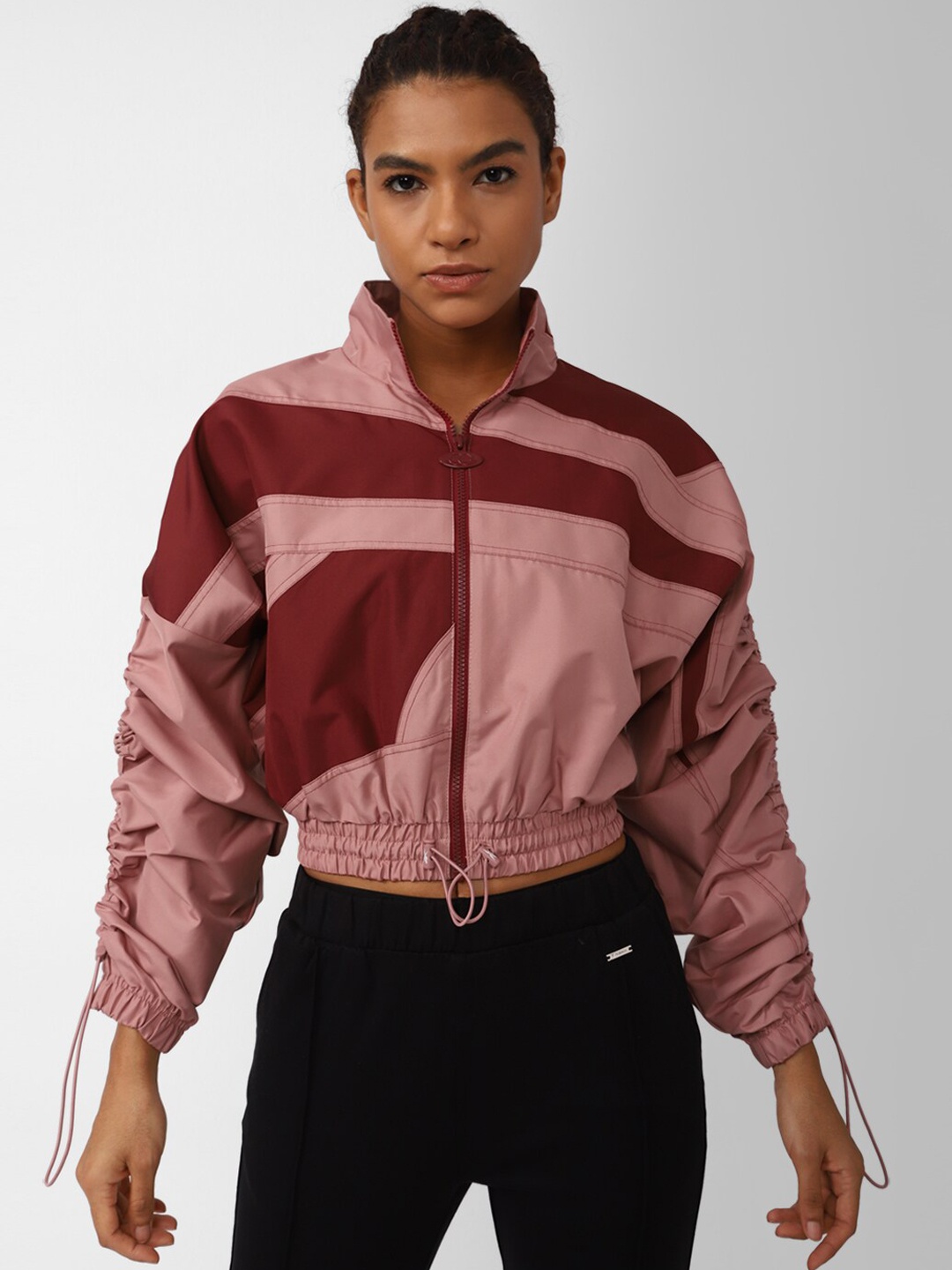 

Reebok Women Classics Cardi B Woven Satin Crop Sporty Jacket, Pink