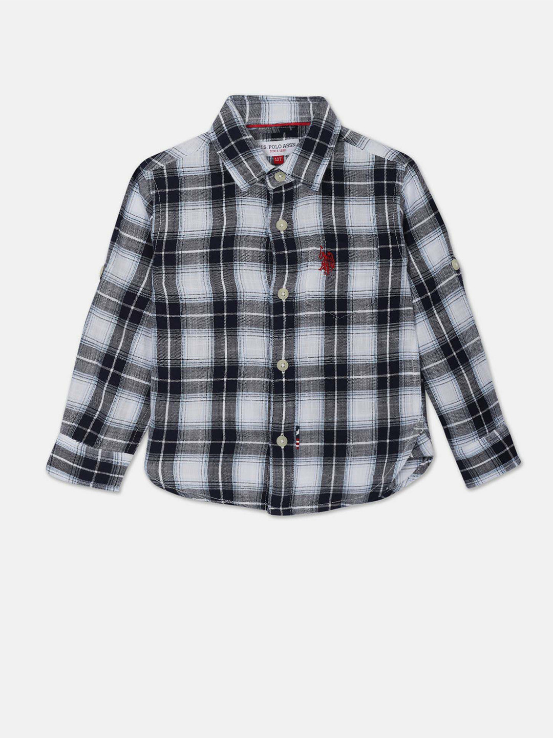 

U.S. Polo Assn. Kids Boys Tartan Checks Checked Pure Cotton Casual Shirt, Blue