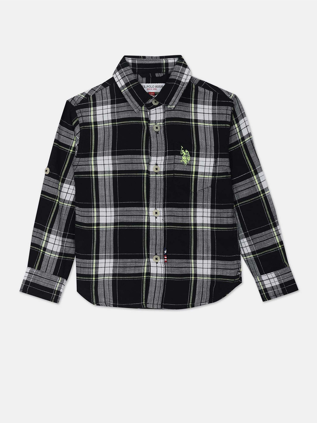 

U.S. Polo Assn. Kids Boys Black Tartan Checked Casual Cotton Shirt