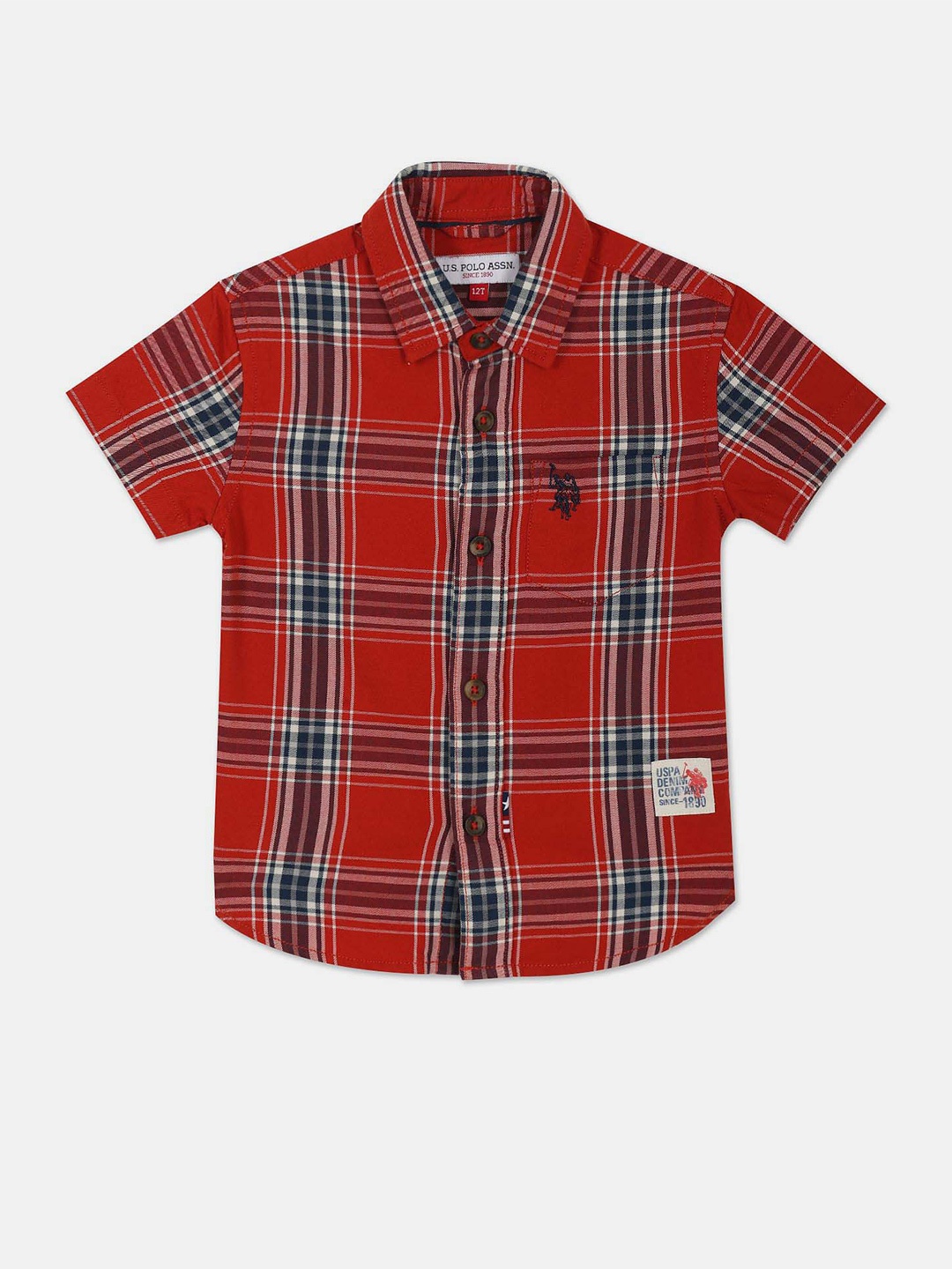

U.S. Polo Assn. Kids Boys Checked Casual Pure CottonShirt, Red