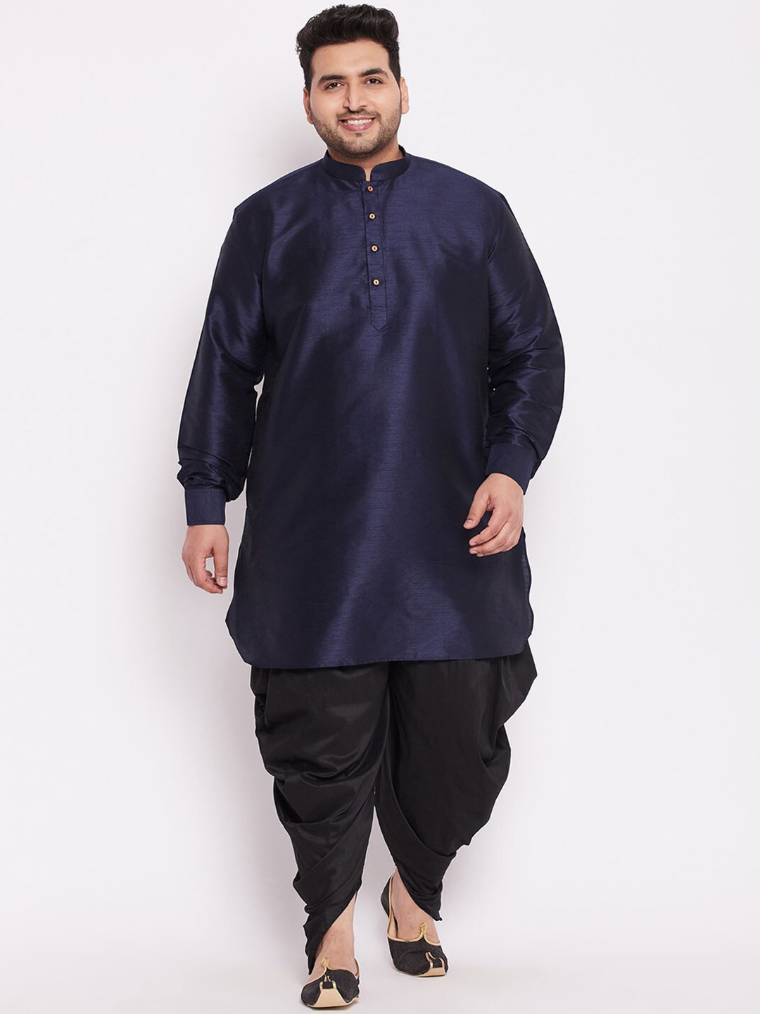 

VASTRAMAY PLUS Men Plus Size Kurta with Dhoti Pants, Navy blue