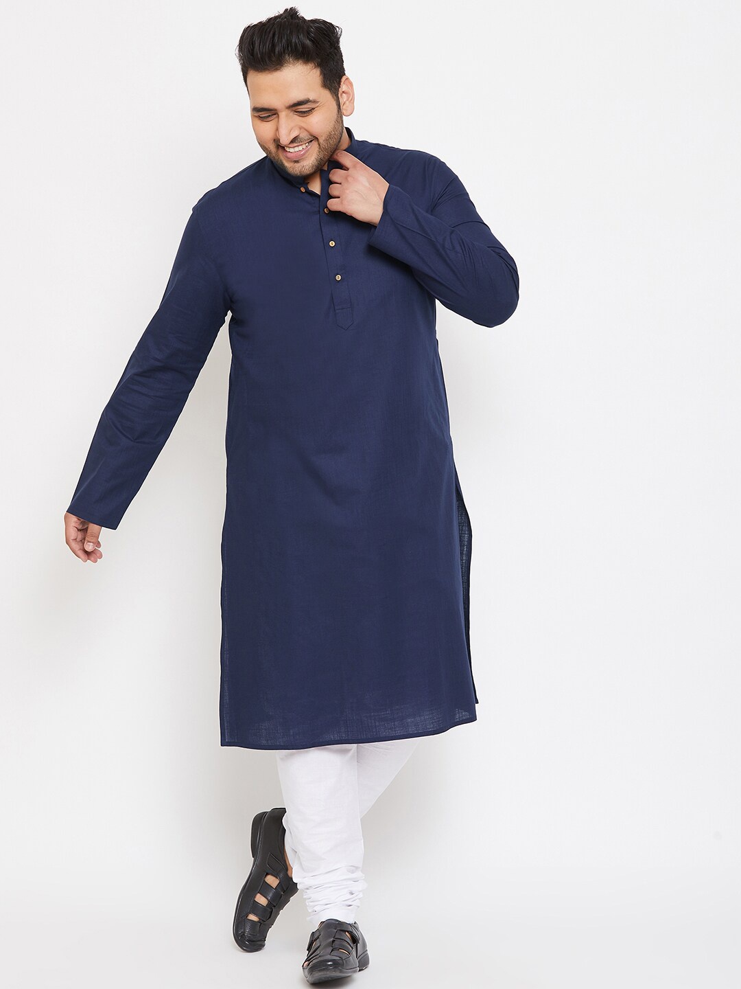 

VASTRAMAY Men Plus Size Kurta With Churidar, Navy blue