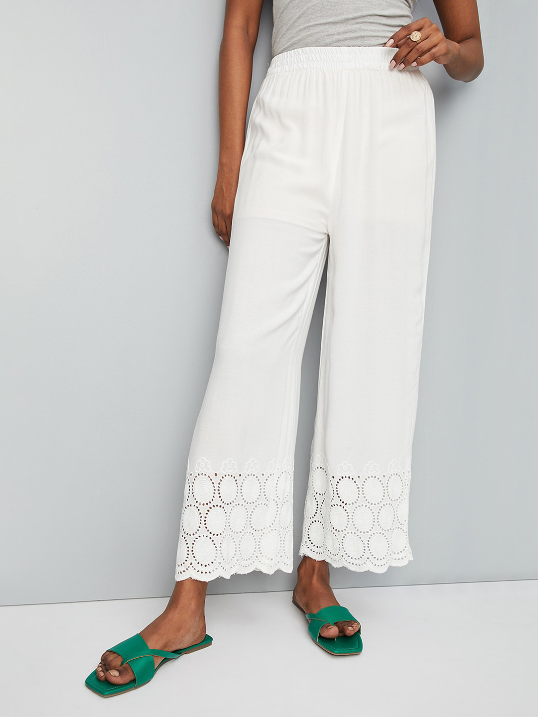 

max Women Ethnic Palazzos, Off white