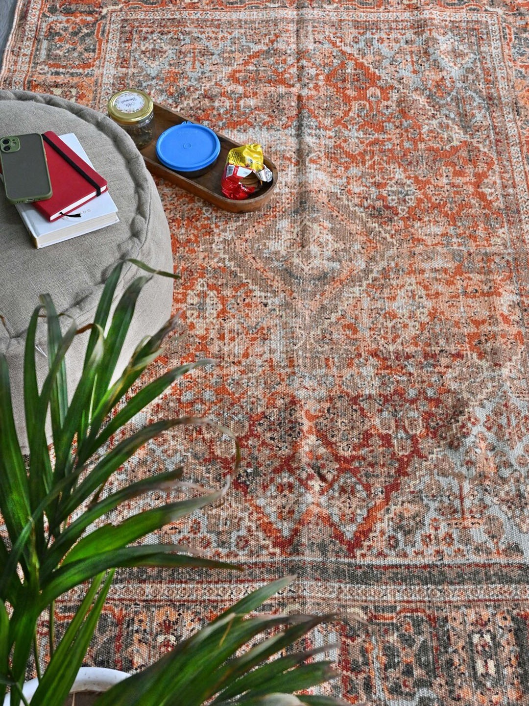 

Art Avenue Red & Brown Ethnic Motifs Printed Cotton Carpet