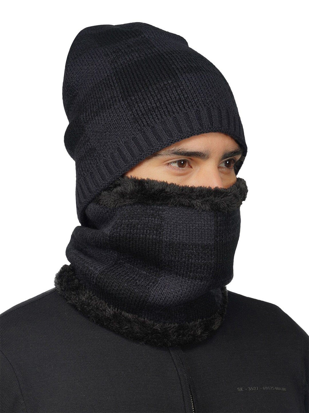

iSWEVEN Set of 2 Woolen Winter Balaclava Caps With Neck Warmer, Blue