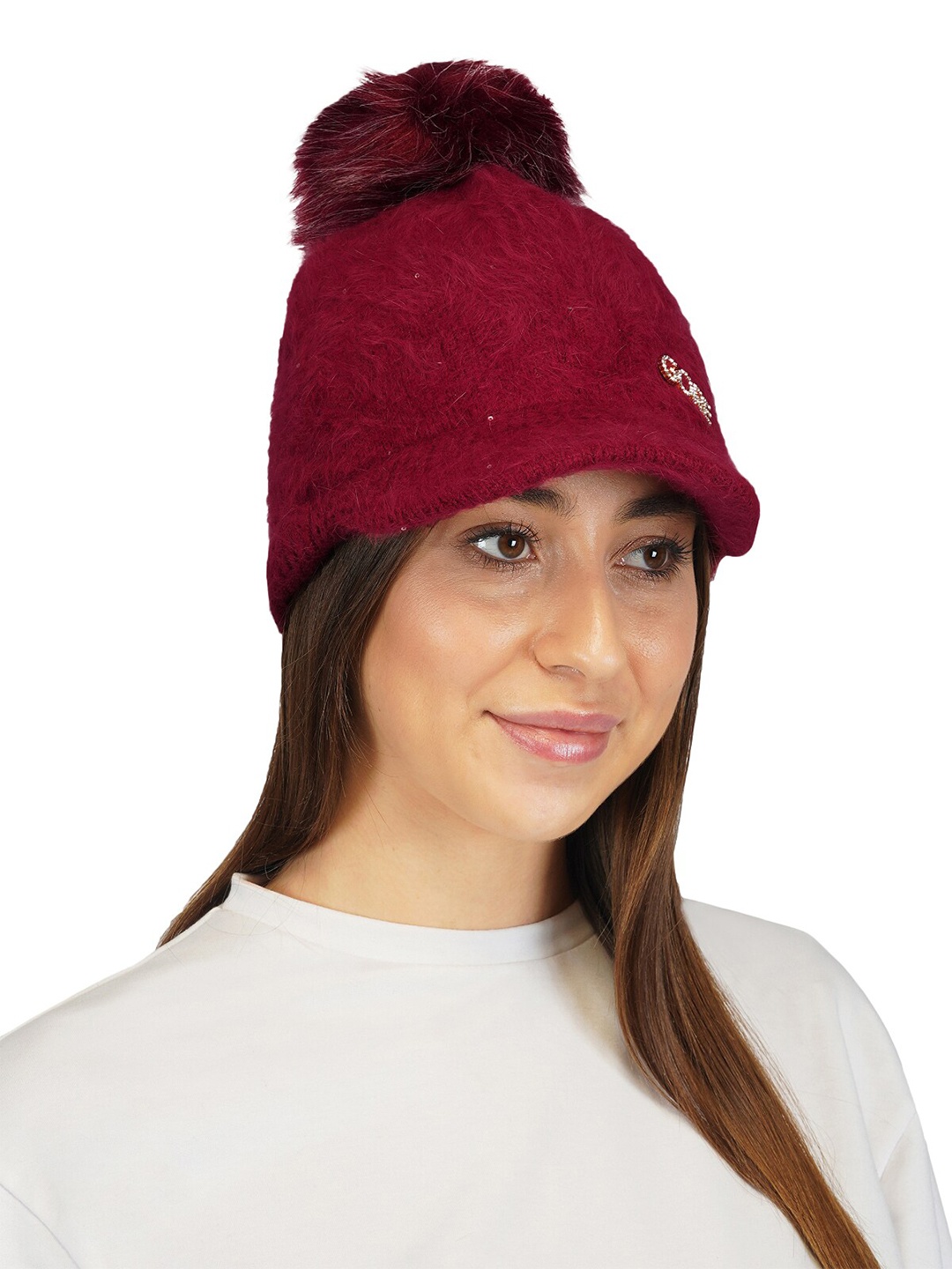 

iSWEVEN Women Woolen Winter Beanie Caps, Red