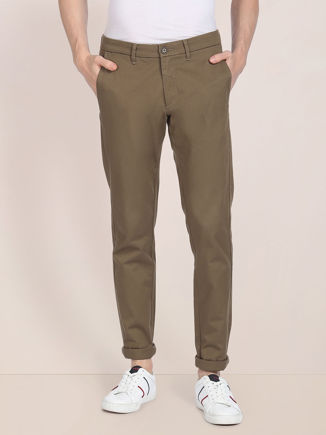 

U.S. Polo Assn. Men Cotton Slim Fit Trousers, Olive