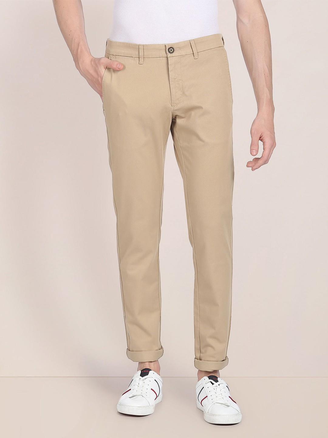 

U.S. Polo Assn. Men Mid Rise Slim Fit Casual Trousers, Brown