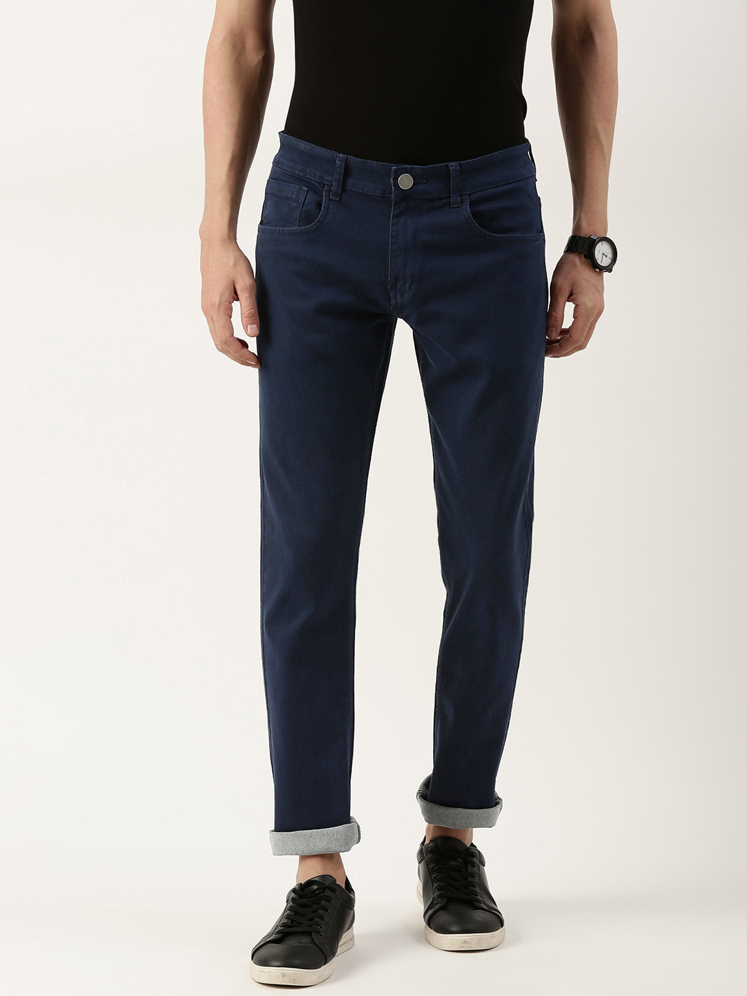 

IVOC Slim Fit Mid-Rise Stretchable Denim Jeans, Navy blue