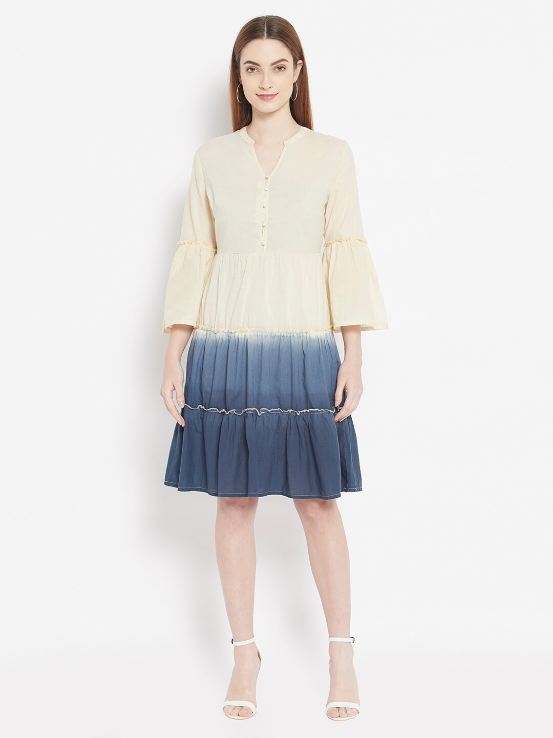 

HOUSE OF KKARMA Tie and Dyed Dress, Cream
