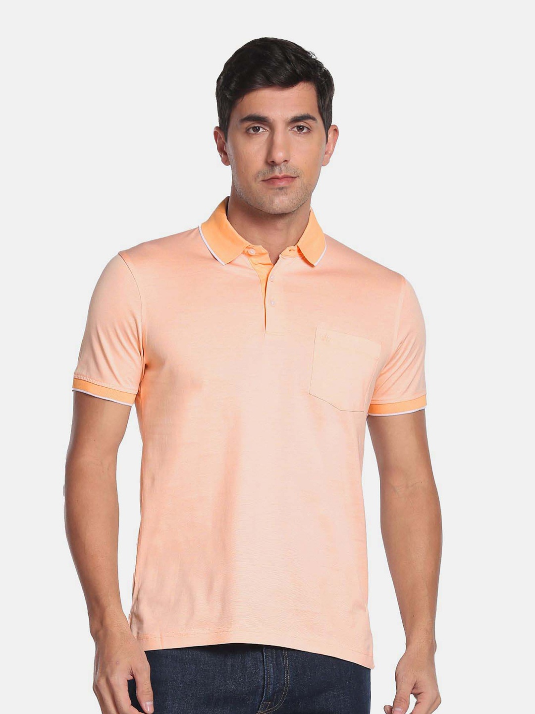 

Arrow Men Orange Henley Neck T-shirt