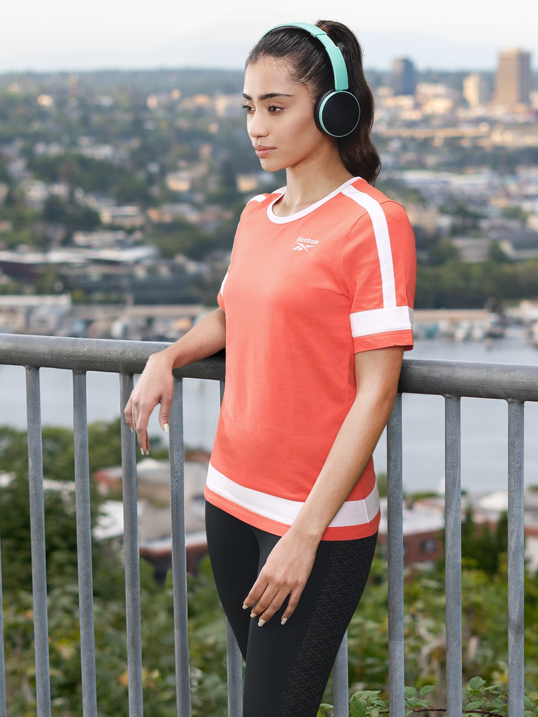

Reebok Women Brand Logo Printed T-shirt, Orange