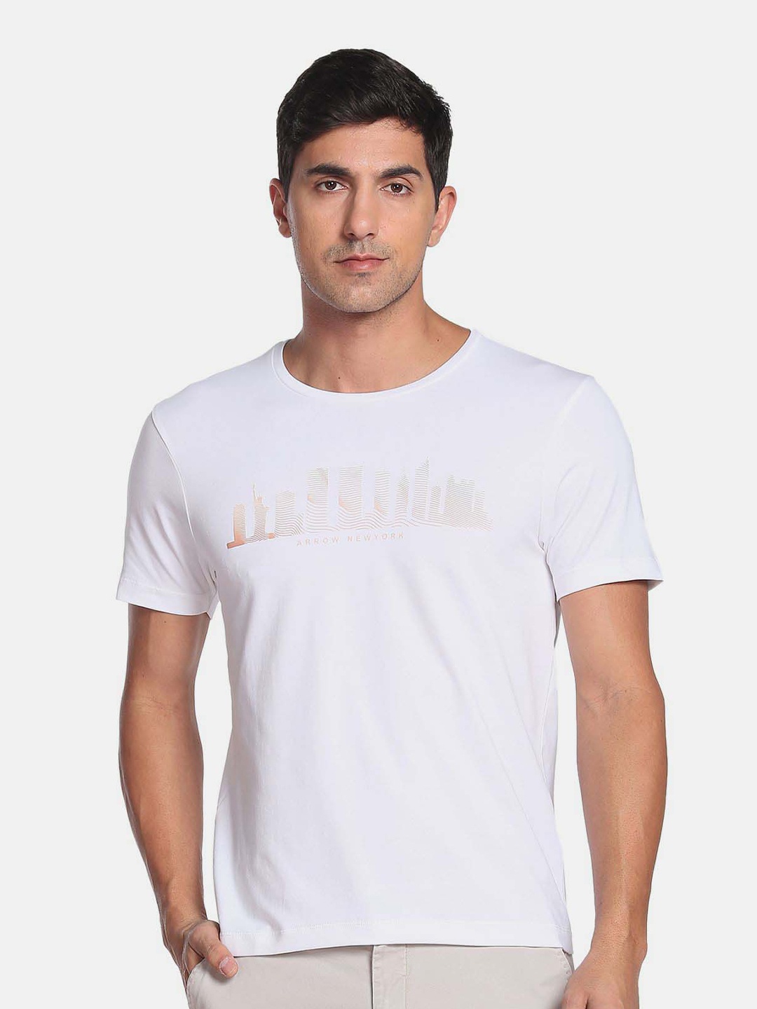 

Arrow New York Men Printed T-shirt, White