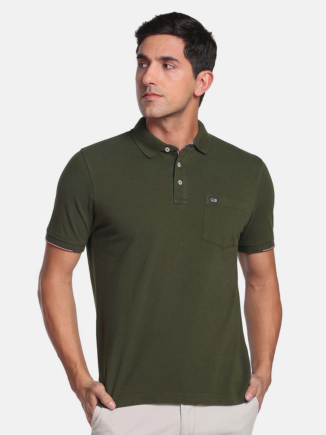 

Arrow Sport Men Polo Collar Pure Cotton T-shirt, Olive