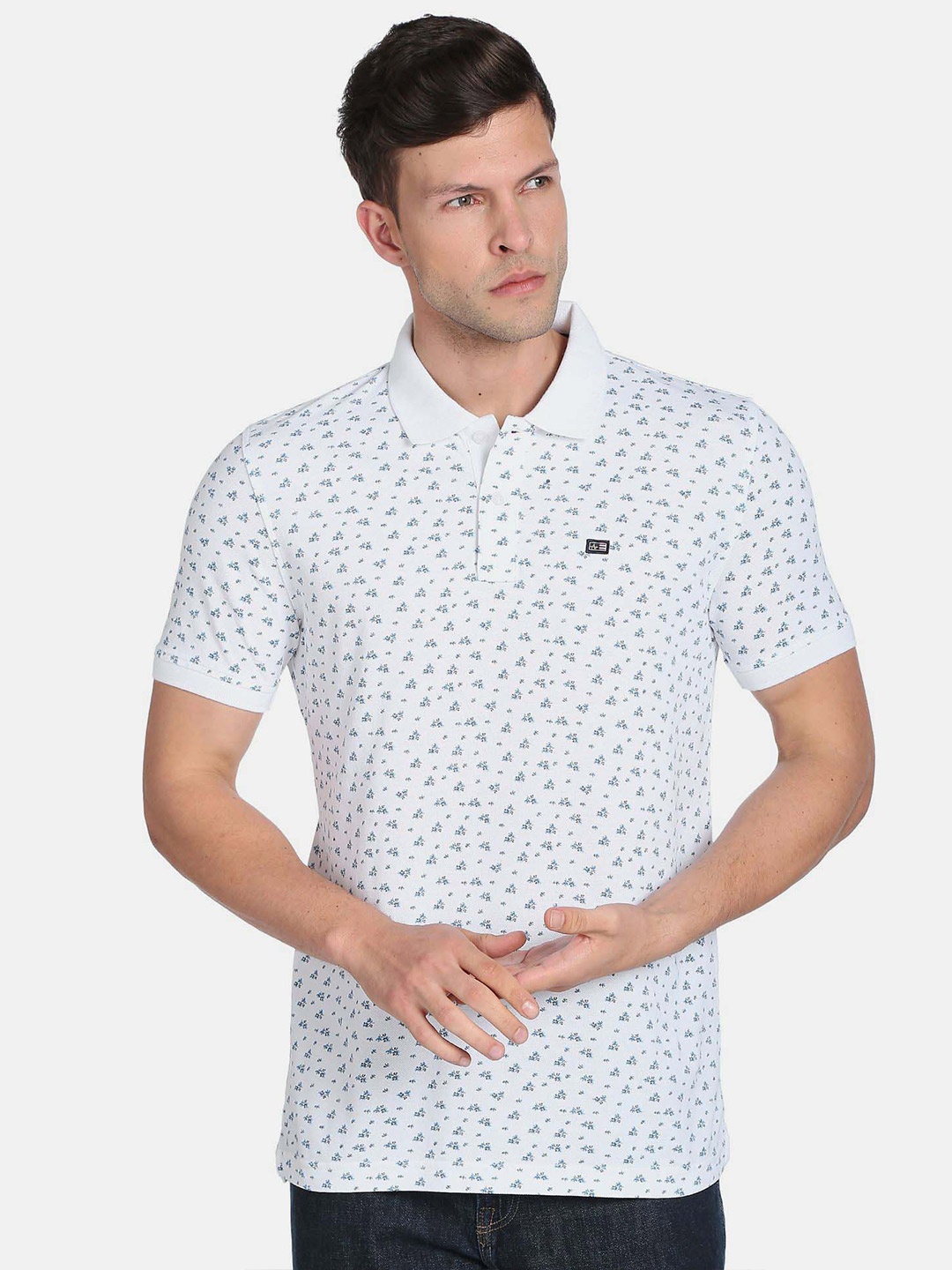 

Arrow Sport Men Printed Polo Collar Pure Cotton T-shirt, White