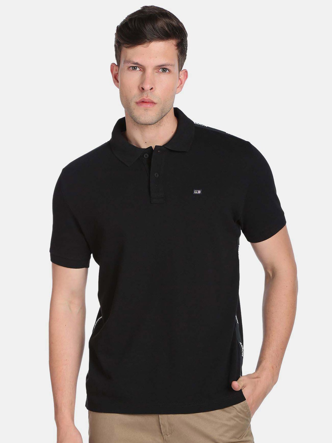 

Arrow Sport Men Polo Collar Pure Cotton T-shirt, Black