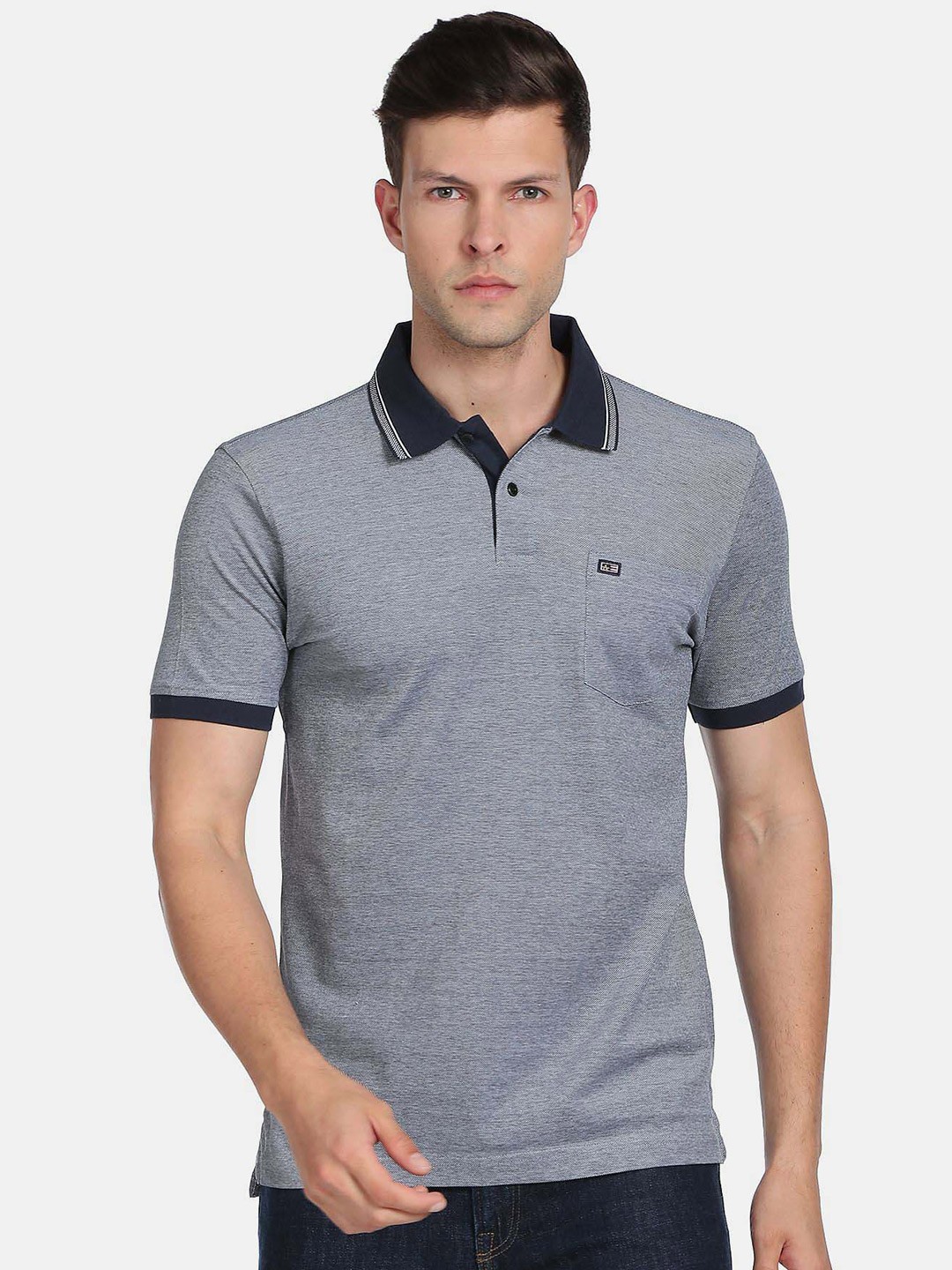 

Arrow Sport Men Polo Collar T-shirt, Grey