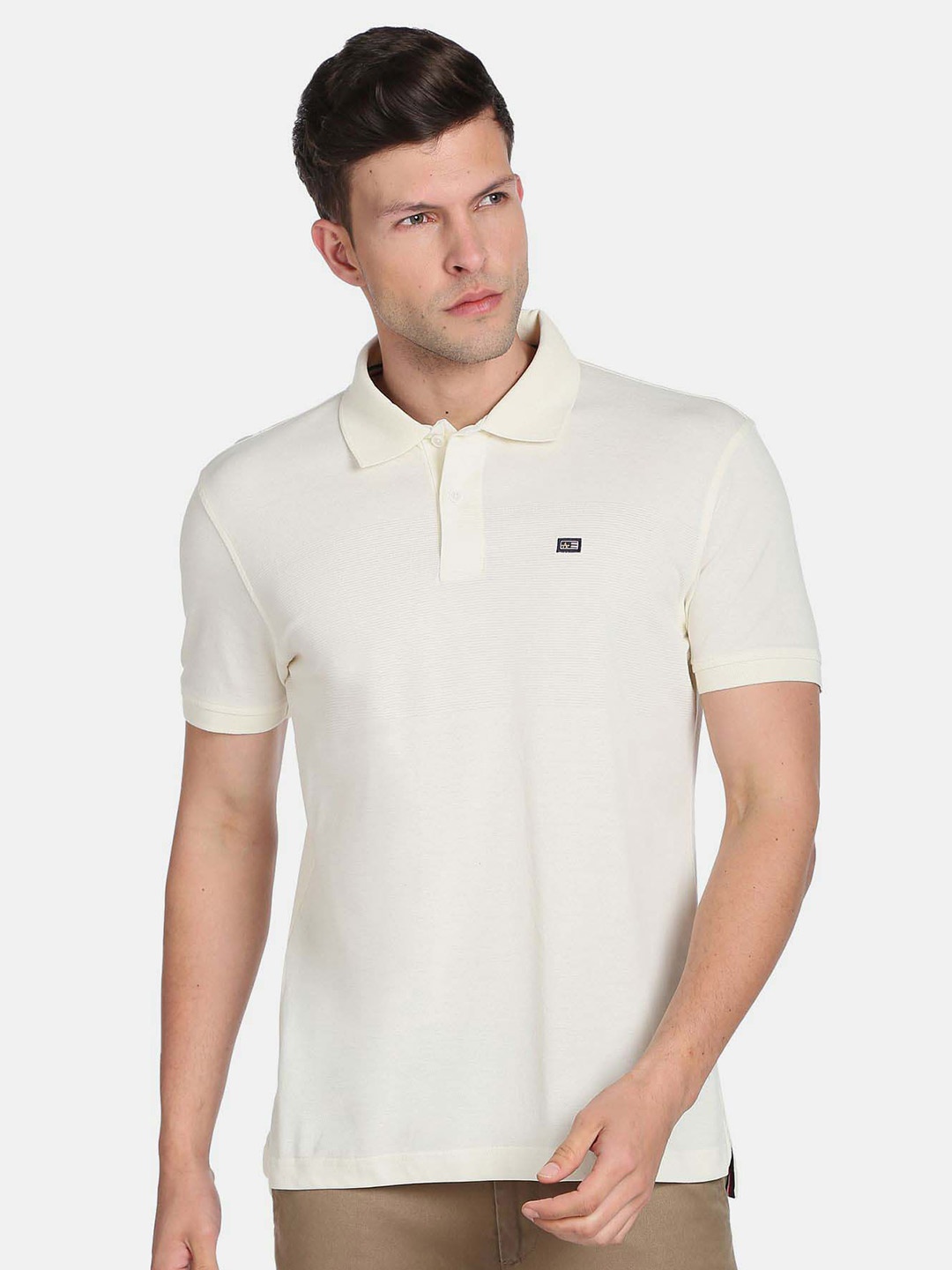 

Arrow Sport Men Polo Collar Pure Cotton T-shirt, Off white