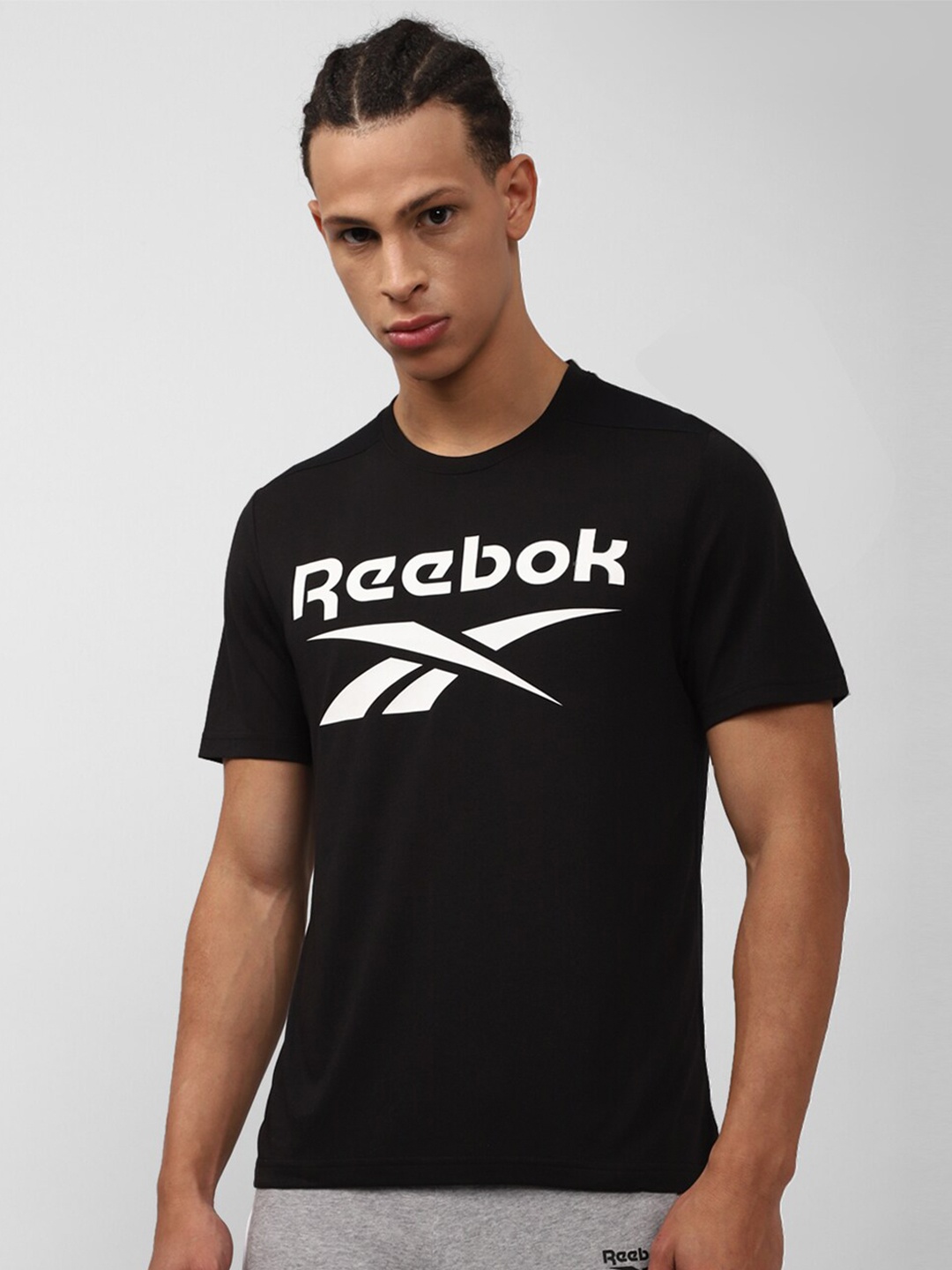 

Reebok Men Brand Logo Printed Training Wor Supremium T-shirt, Black