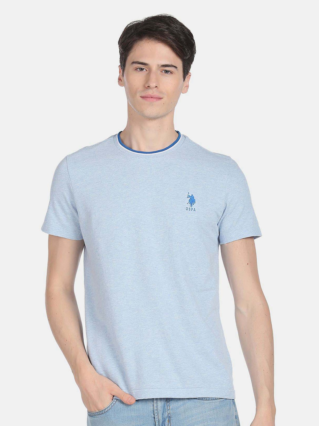 

U.S. Polo Assn. Men Plus Size Slim Fit Pure Cotton T-shirt, Blue