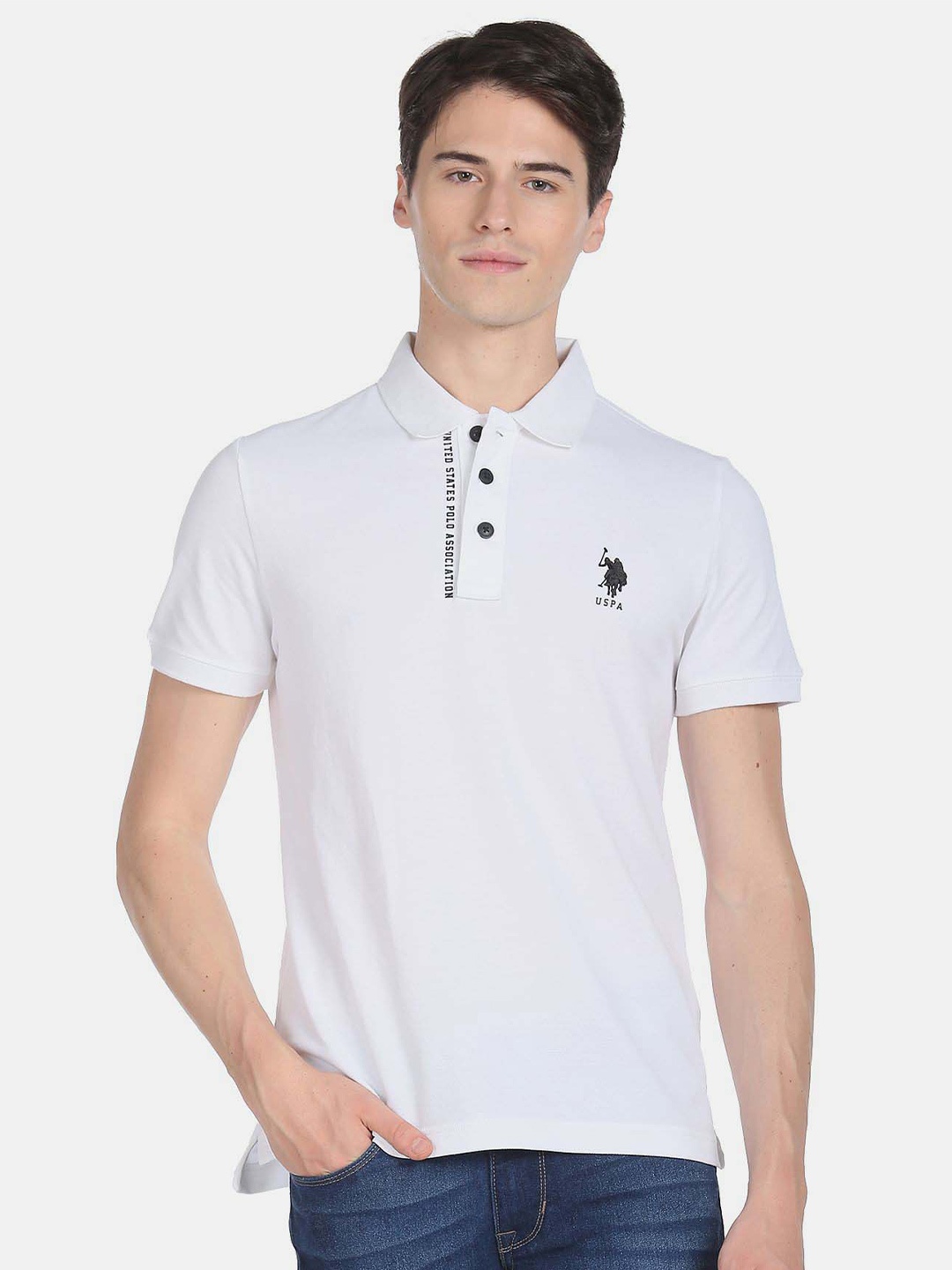 

U.S. Polo Assn. Denim Co. Men Plus Size Polo Collar Slim Fit T-shirt, White