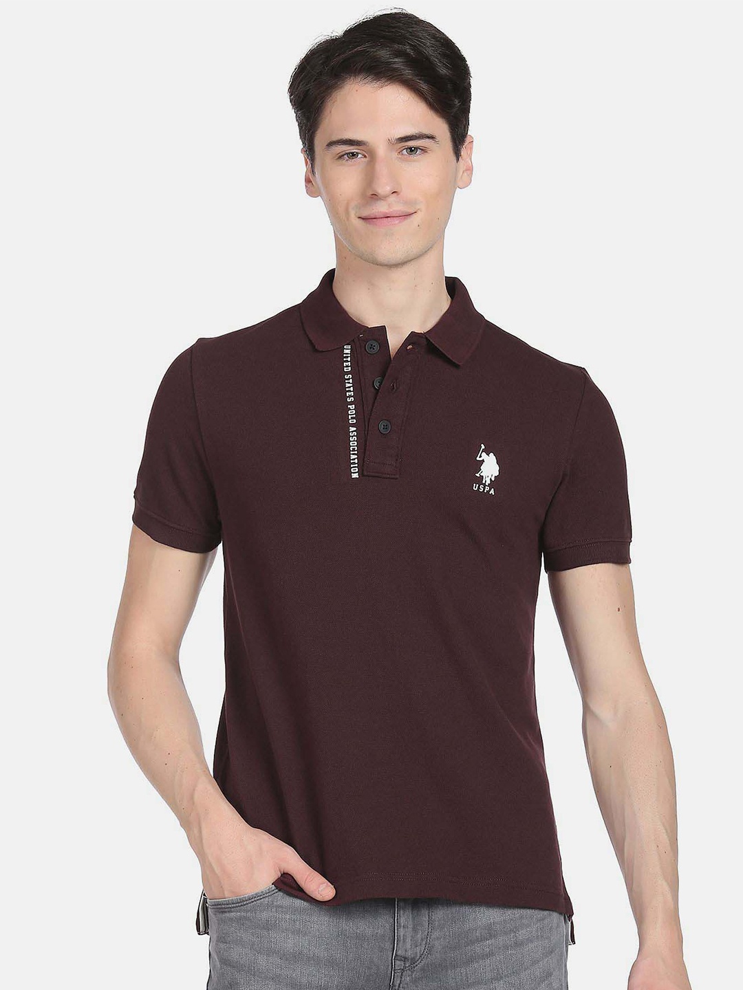 

U.S. Polo Assn. Denim Co. Men Printed Polo Collar Slim Fit T-shirt, Brown