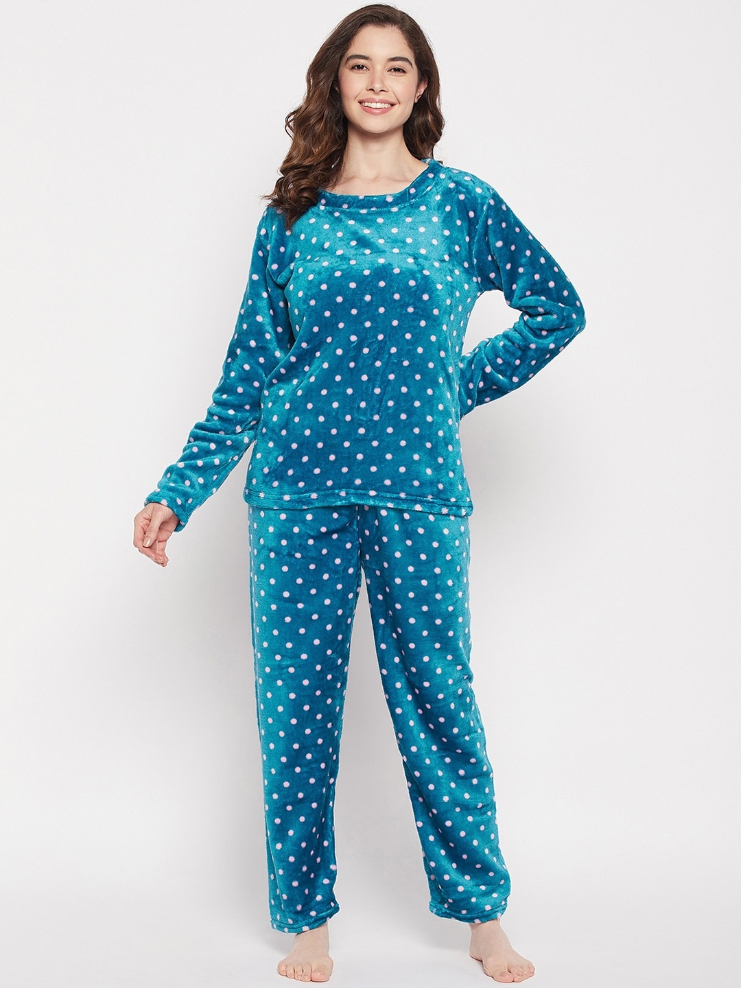 

Camey Women 2 Pieces Printed Night suit, Blue