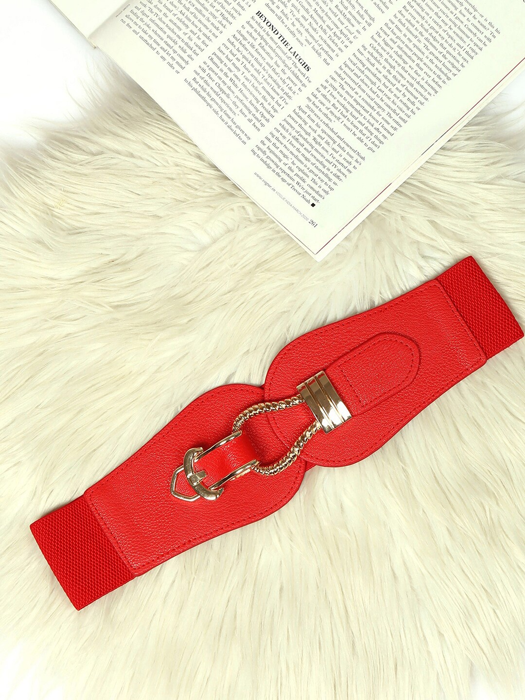 

HAUTE SAUCE by Campus Sutra Women Textured Belt, Red