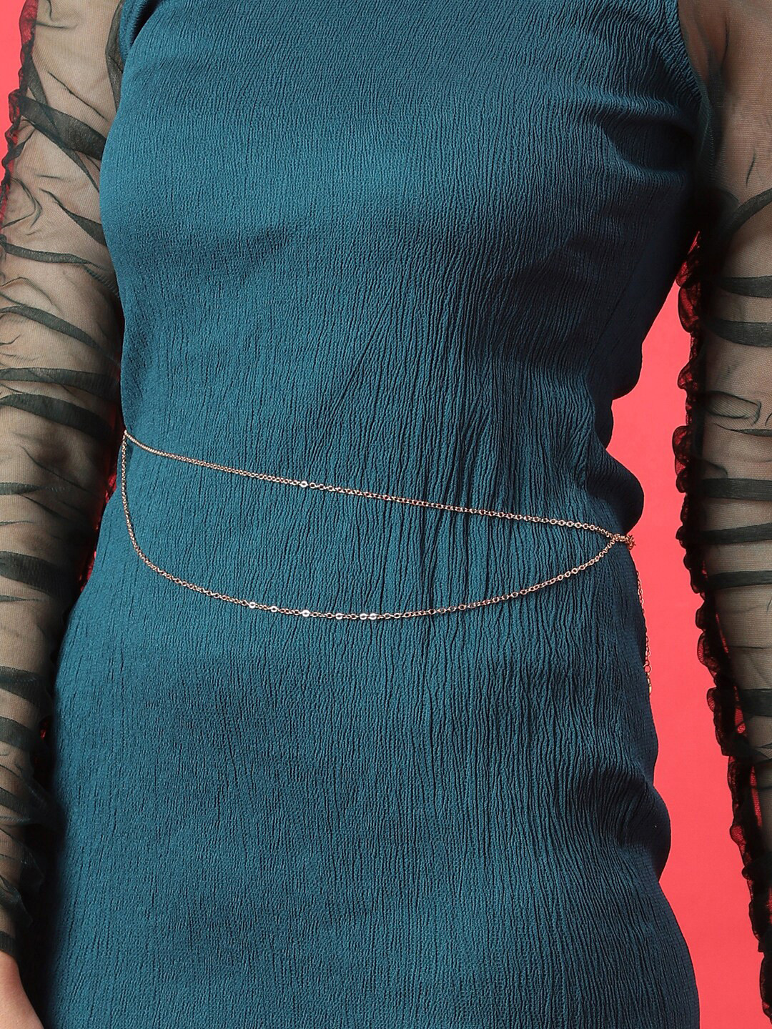 

HAUTE SAUCE by Campus Sutra Layered Metal Waist Chain, Gold