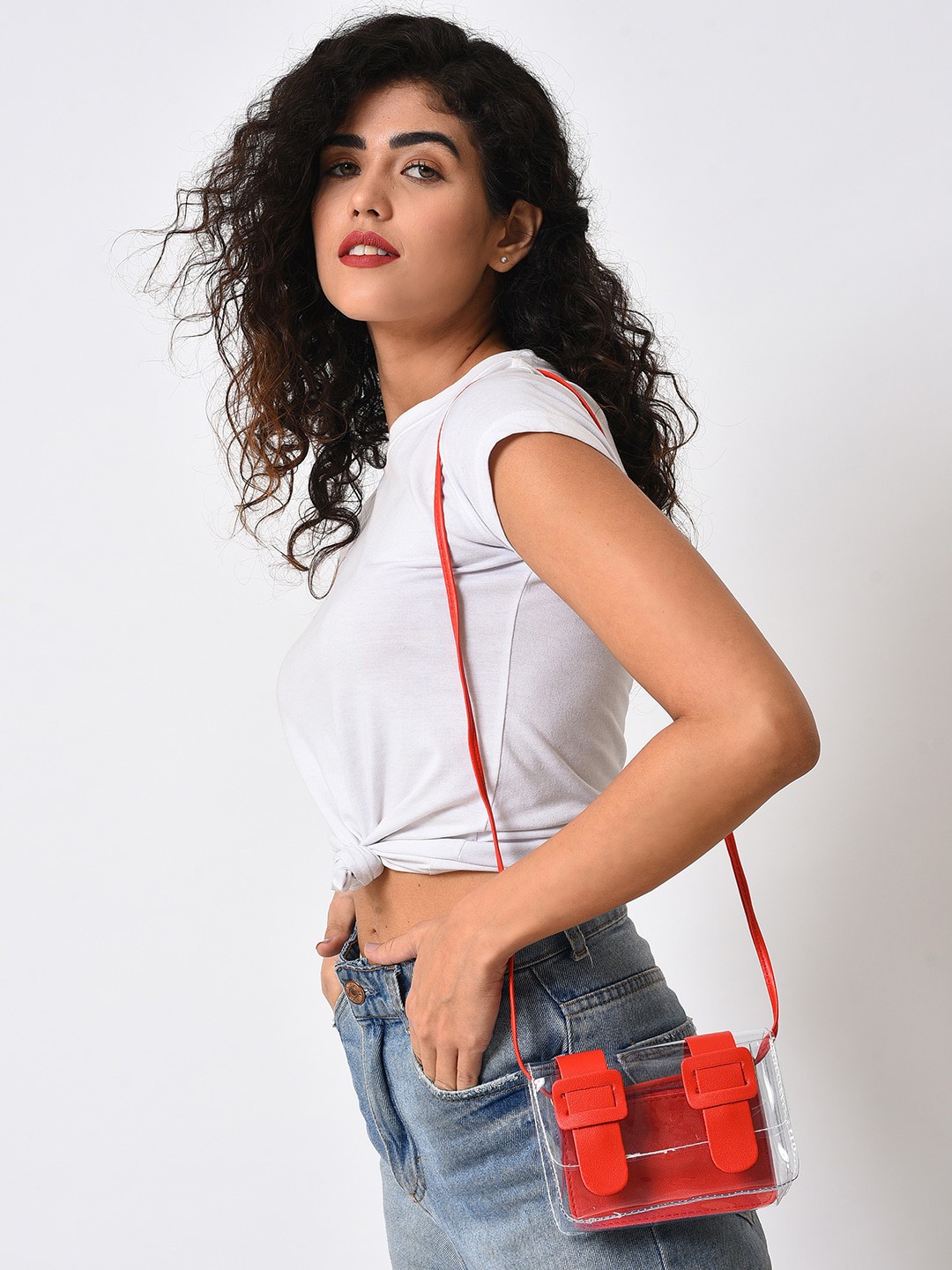 

HAUTE SAUCE by Campus Sutra Textured Structured Satchel, Red
