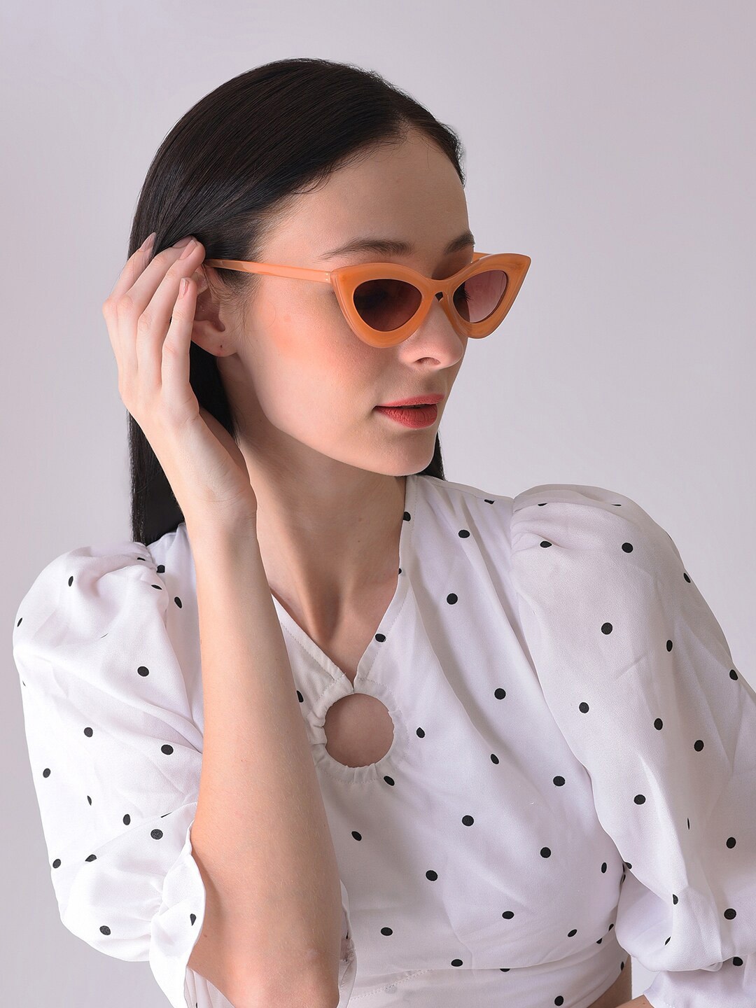 

HAUTE SAUCE by Campus Sutra Women Cateye Sunglasses with Polarised and UV Protected Lens, Orange