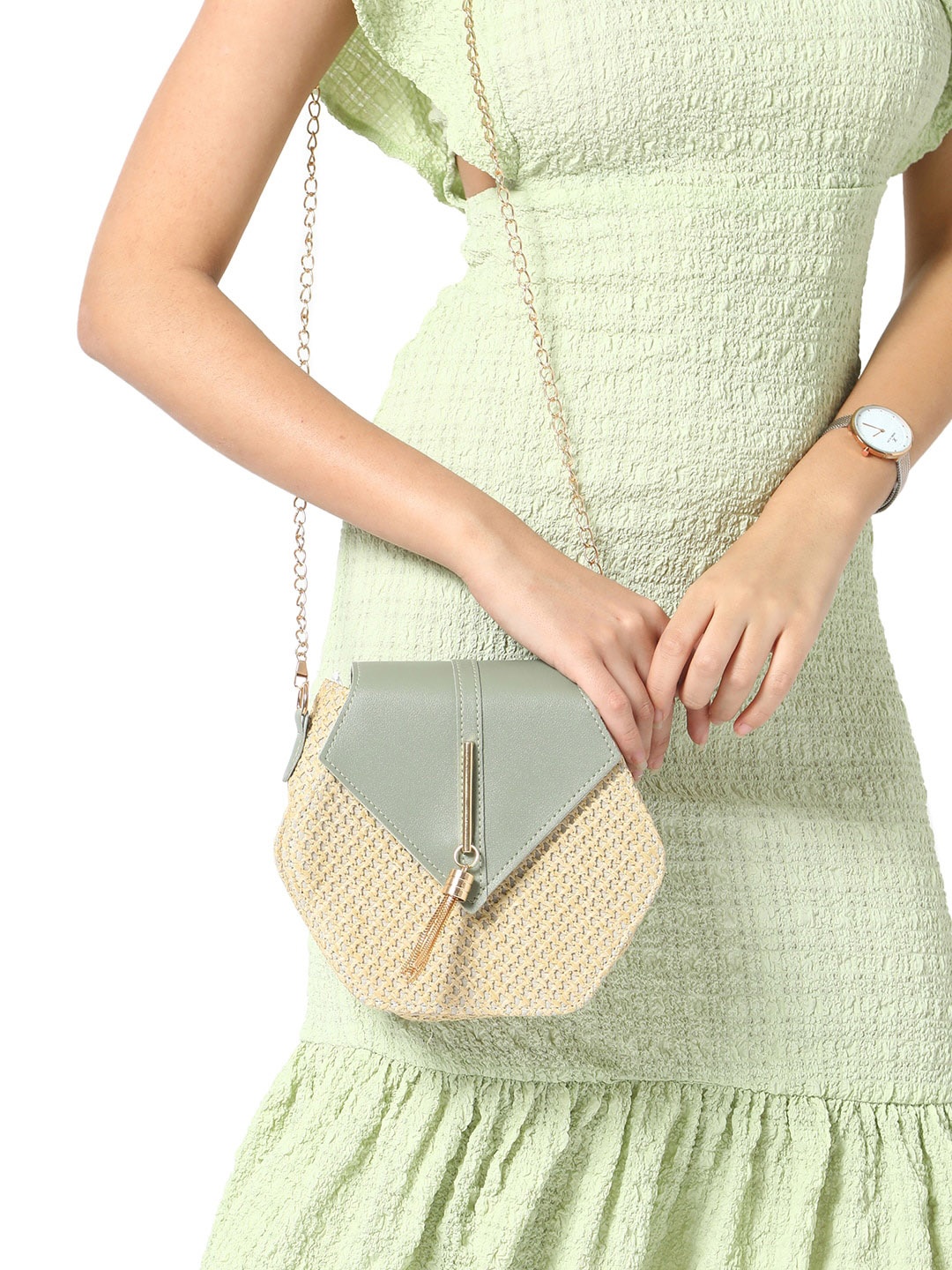 

HAUTE SAUCE by Campus Sutra PU Structured Sling Bag, Cream