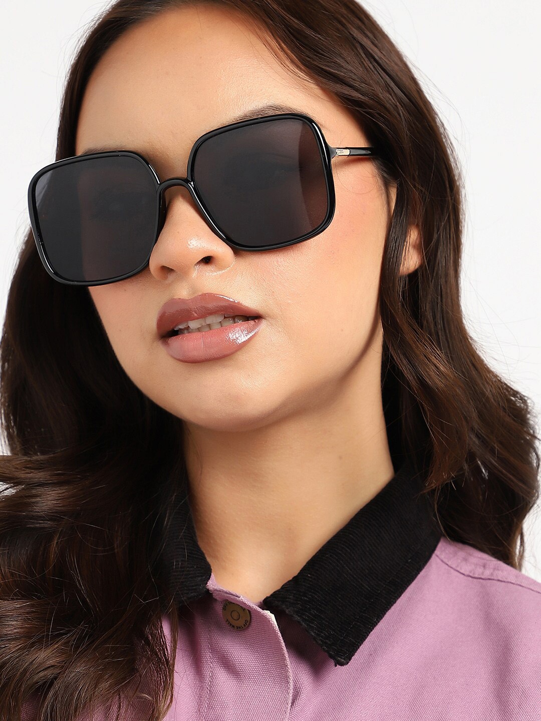 

HAUTE SAUCE by Campus Sutra Women Rectangle Sunglasses with Polarised Lens, Black