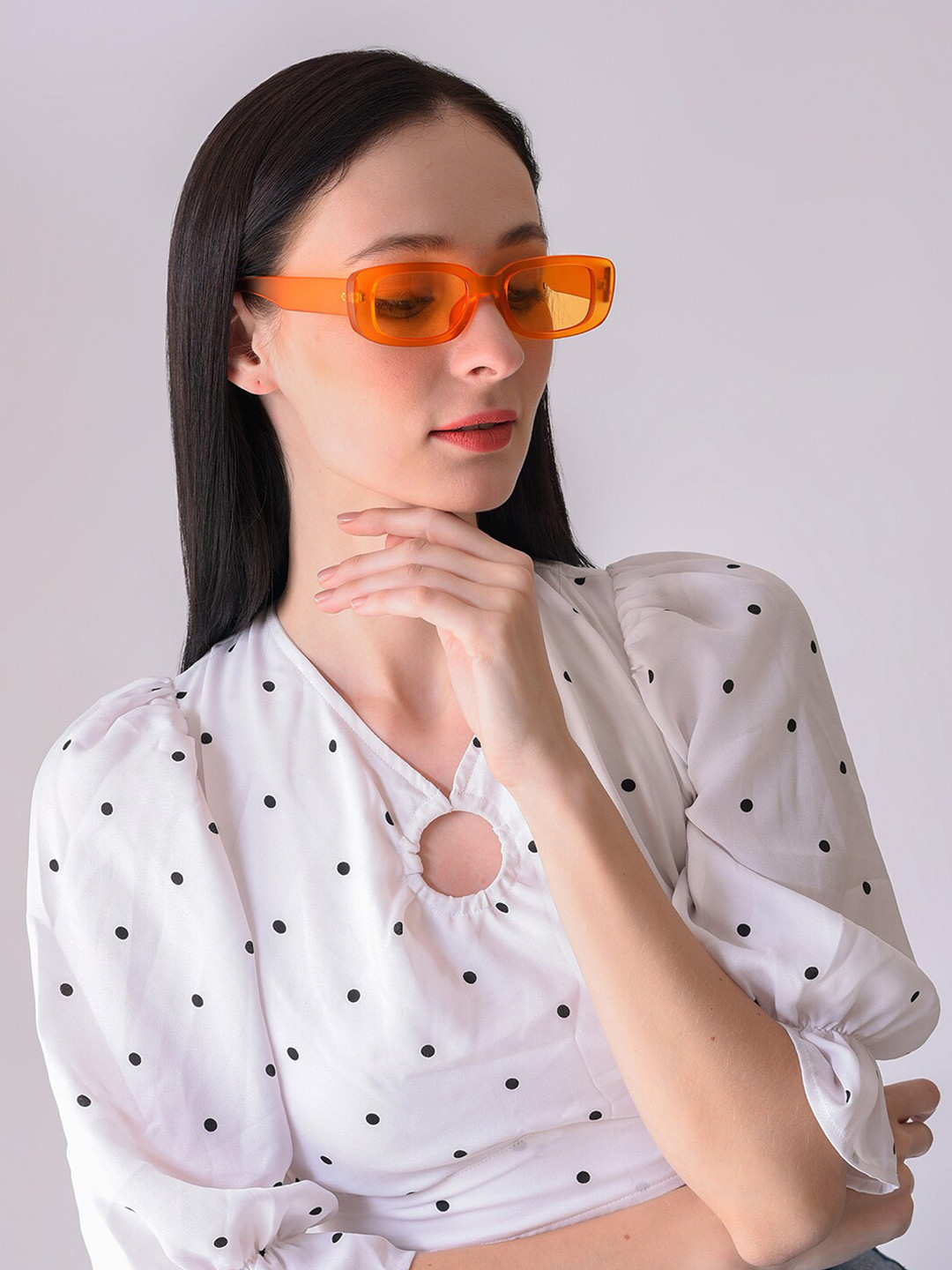 

HAUTE SAUCE by Campus Sutra Women Rectangle Sunglasses with Polarised and UV Protected, Orange