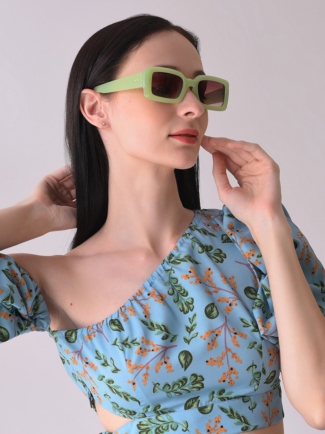 

HAUTE SAUCE by Campus Sutra Women Rectangle Sunglasses With UV Protected Lens, Green