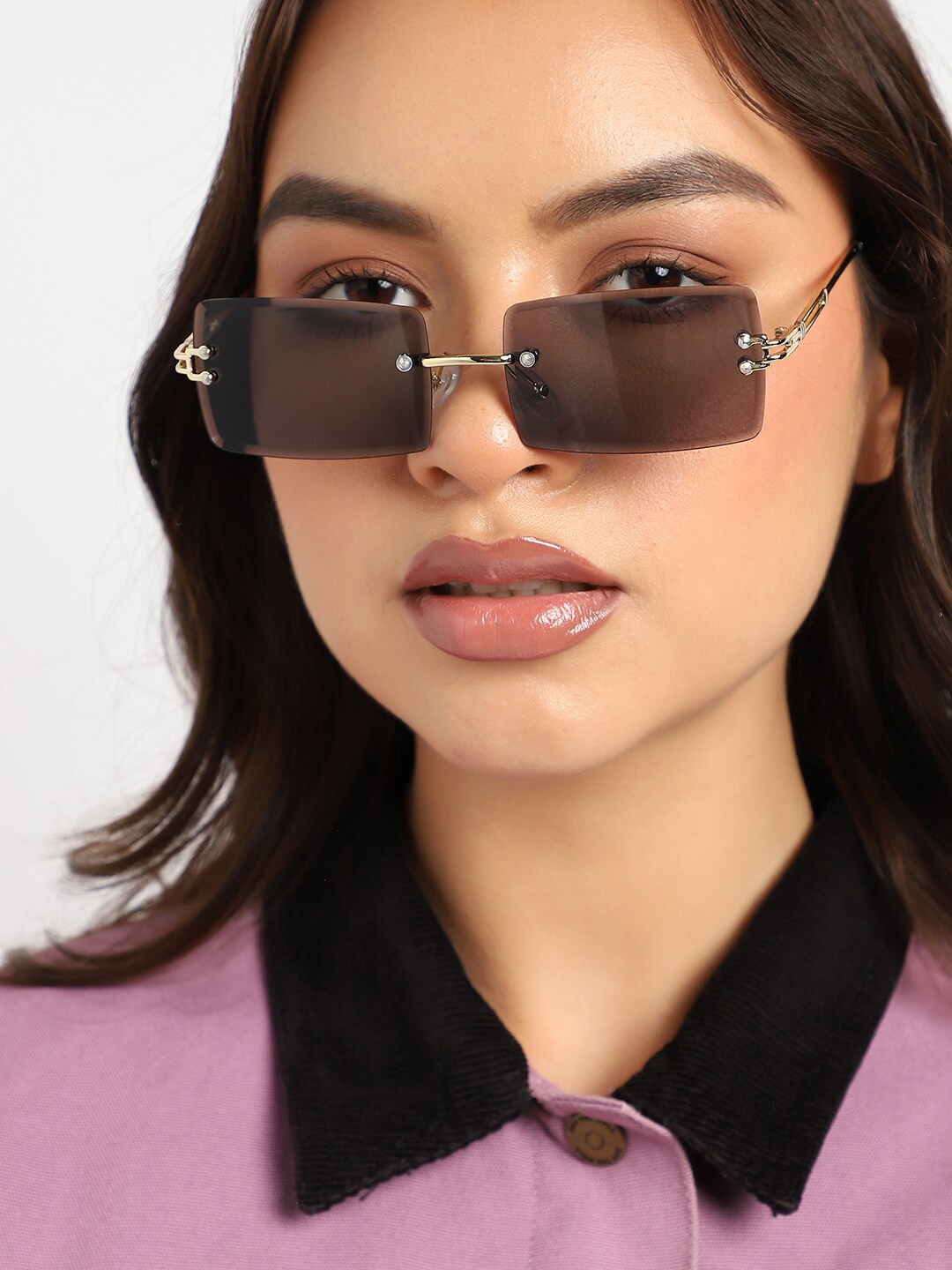 

HAUTE SAUCE by Campus Sutra Women Rectangle Sunglasses With Polarised Lens, Gold