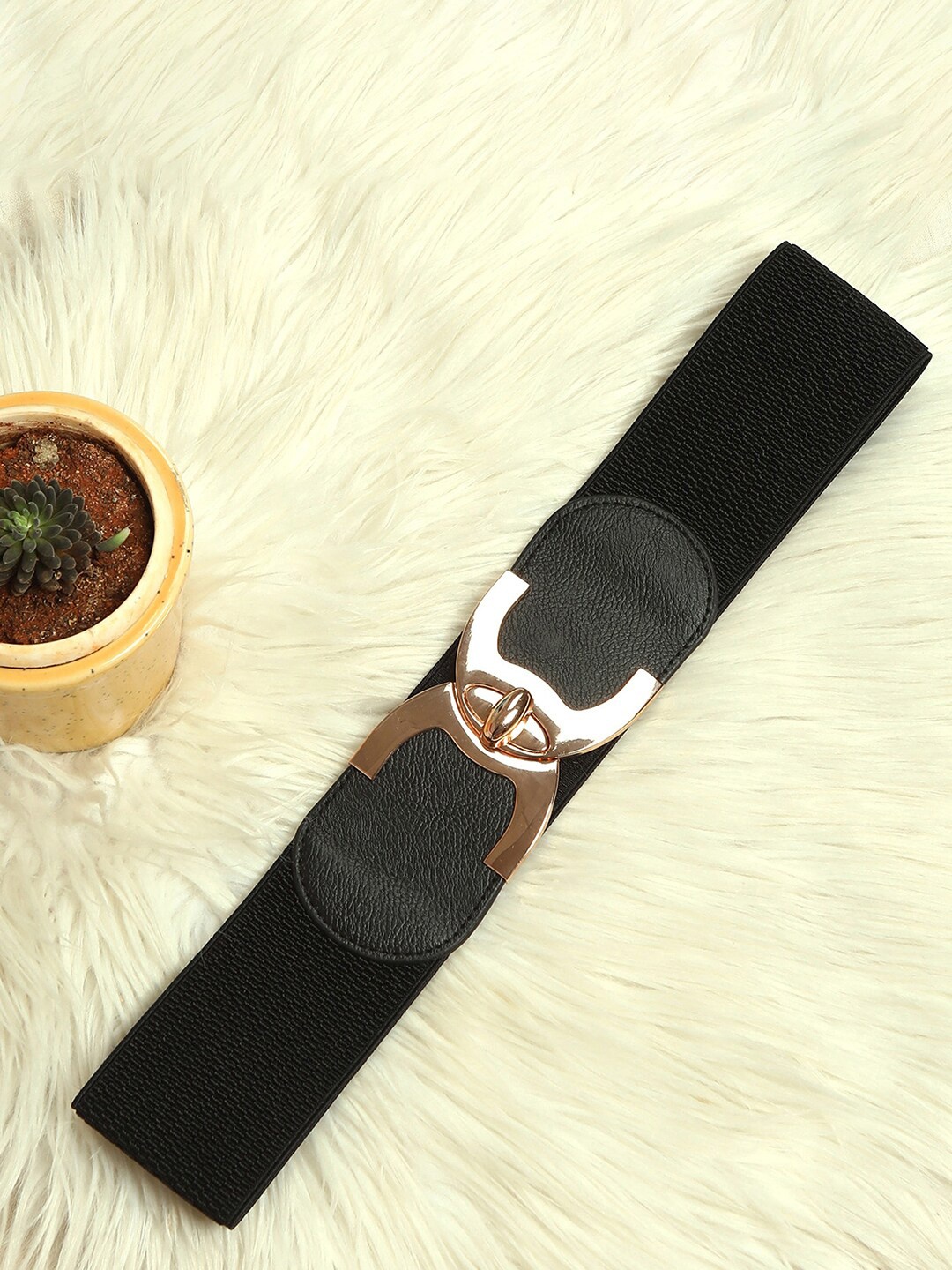 

HAUTE SAUCE by Campus Sutra Women Synthetic Leather Interlock Belt, Black
