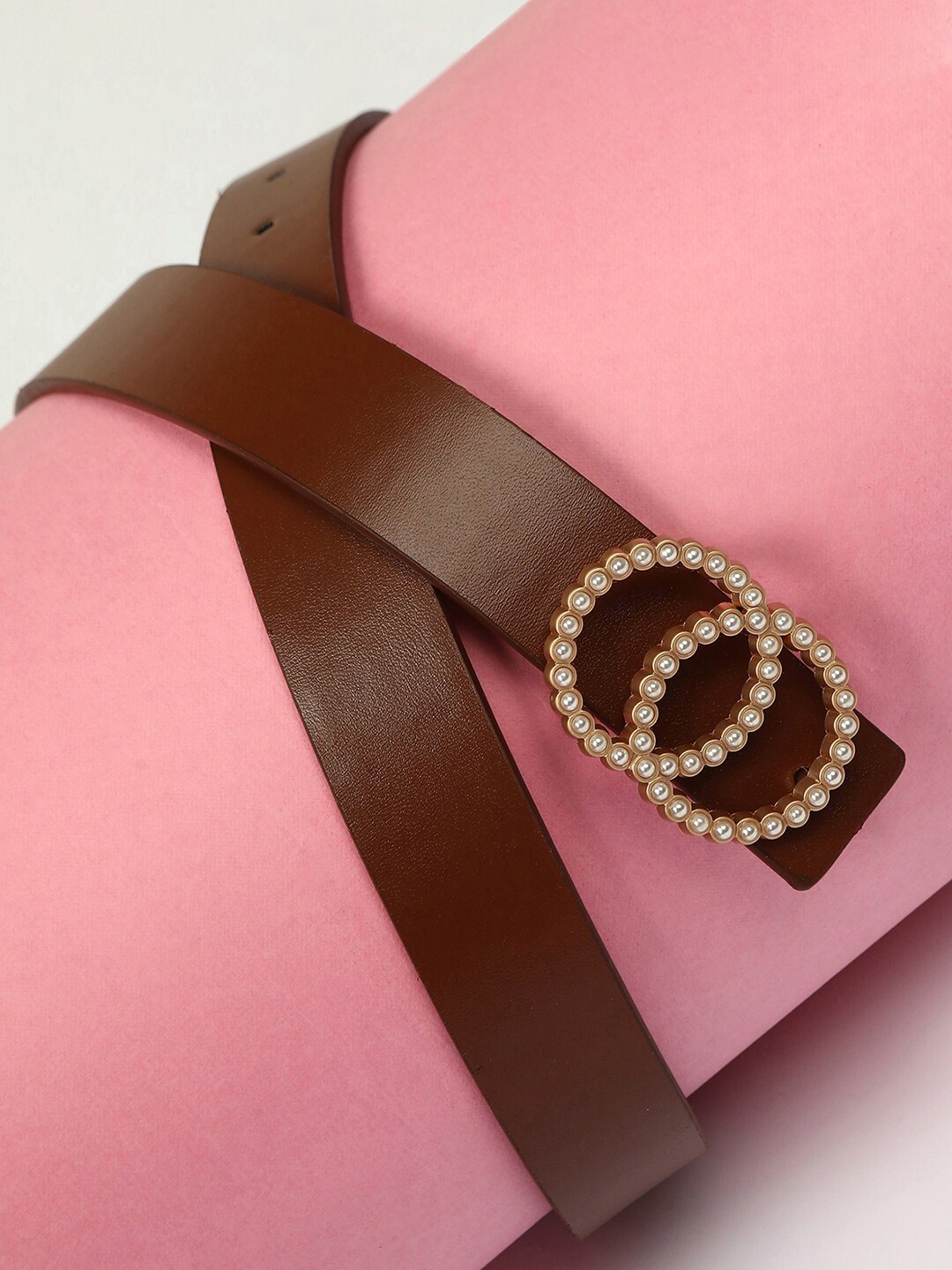 

HAUTE SAUCE by Campus Sutra Women Synthetic Leather Belt With Buckle Detail, Brown