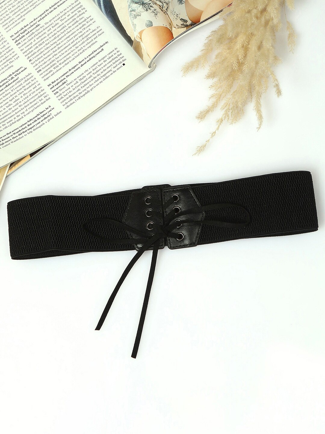 

HAUTE SAUCE by Campus Sutra Women Synthetic Leather Tie-Up Belt, Black