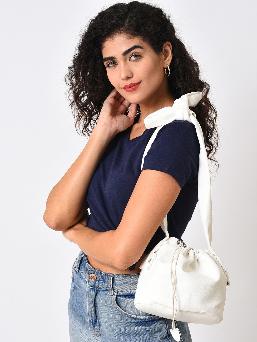 

HAUTE SAUCE by Campus Sutra Bucket Hobo Bag, White