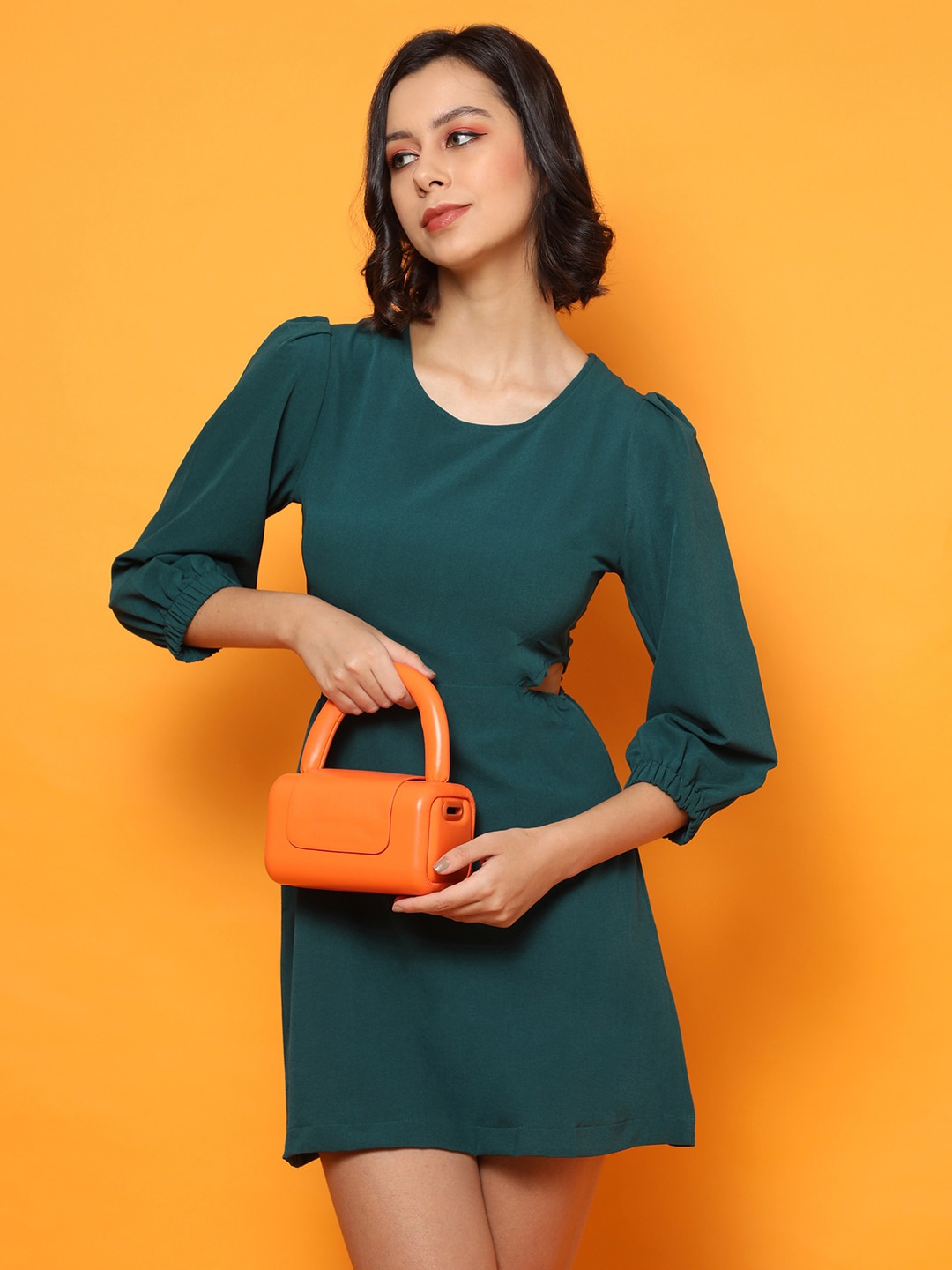 

HAUTE SAUCE by Campus Sutra Small Size Structured Handheld Bag, Orange