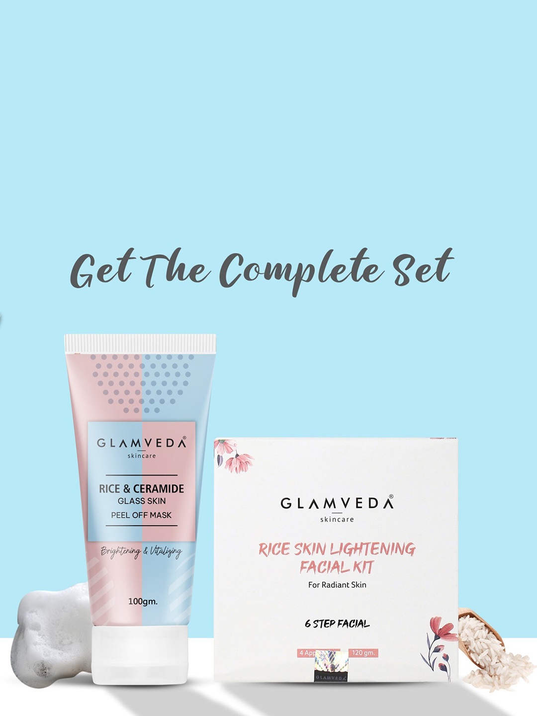 

GLAMVEDA Set Of 2 Rice & Ceramide Glass Skin Face Wash 100 ml Each, Pink