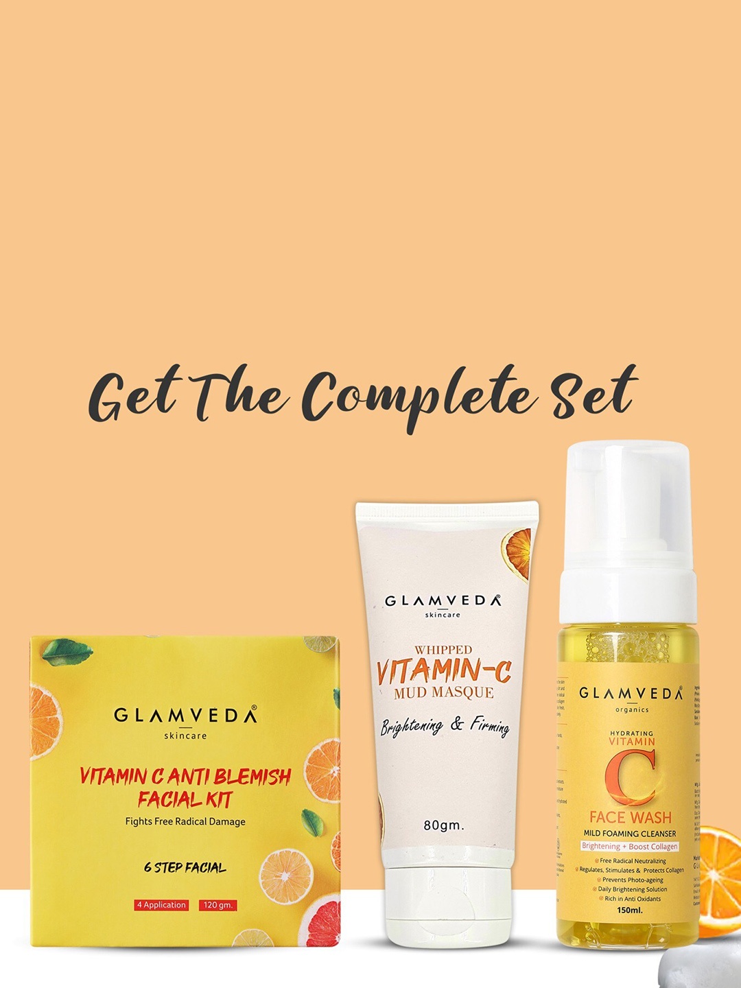 

GLAMVEDA Skincare Set Of 2 Vitamin C & Kakadu Plum Brightening Face Wash - 100ml Each, Yellow