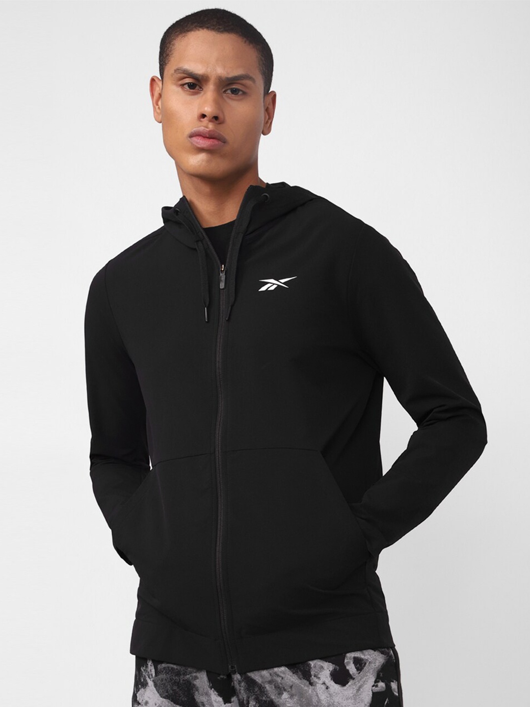 

Reebok Men TS Performance FZ Hooded Sweatshirt, Black